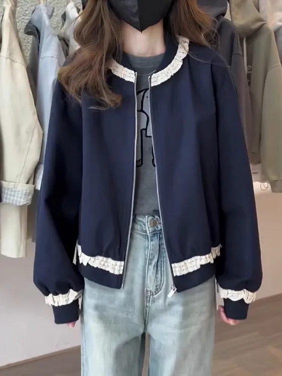 2025年春季新款大码女装显瘦小外套女短款棒球服夹克开衫运动上衣