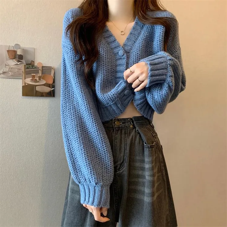 v领短款针织开衫女秋装冬毛衣外套2025新款穿搭高级感打底衫上衣