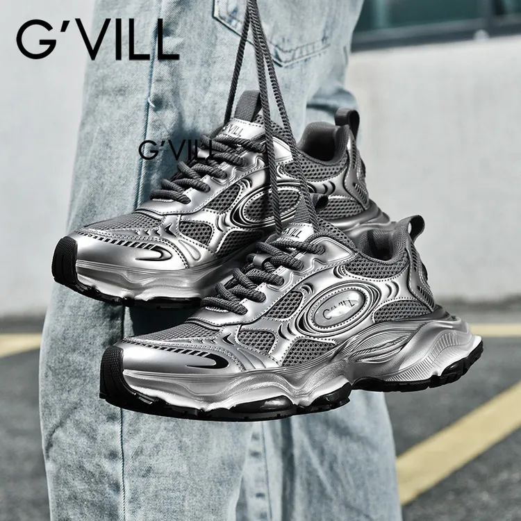 G'VILL/贵之步秋冬休闲老爹鞋时尚复古厚底潮鞋百搭增高运动男鞋