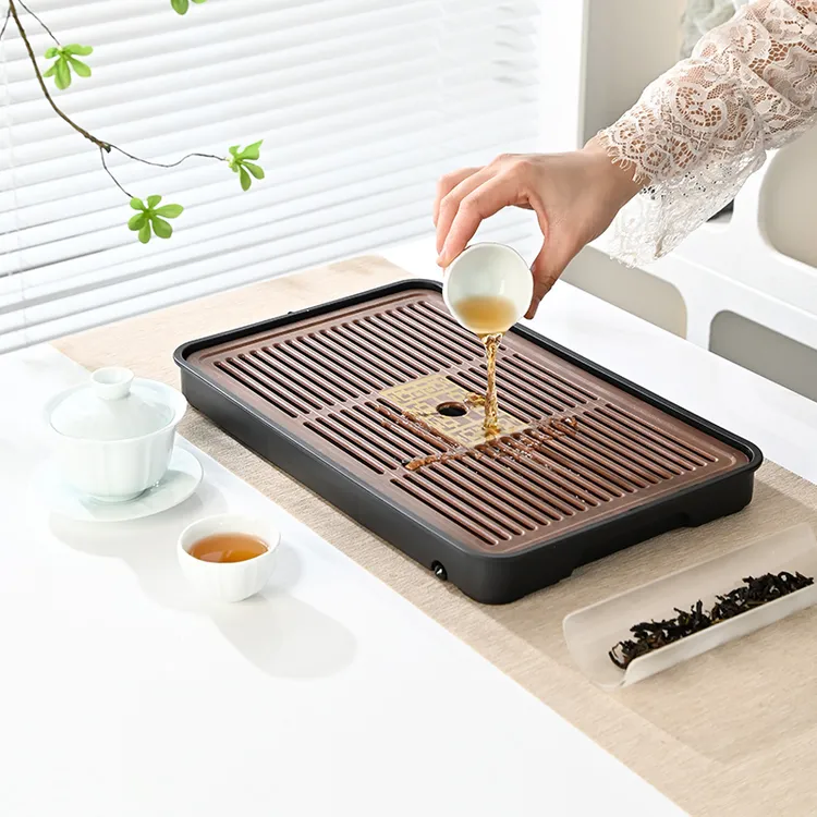 顾竹家用竹制茶盘长方形储水式功夫茶具茶台干泡盘简约轻奢