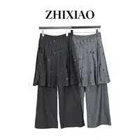 【ZHIXIAO】秋冬新款：珠片百褶屁帘长裤585405