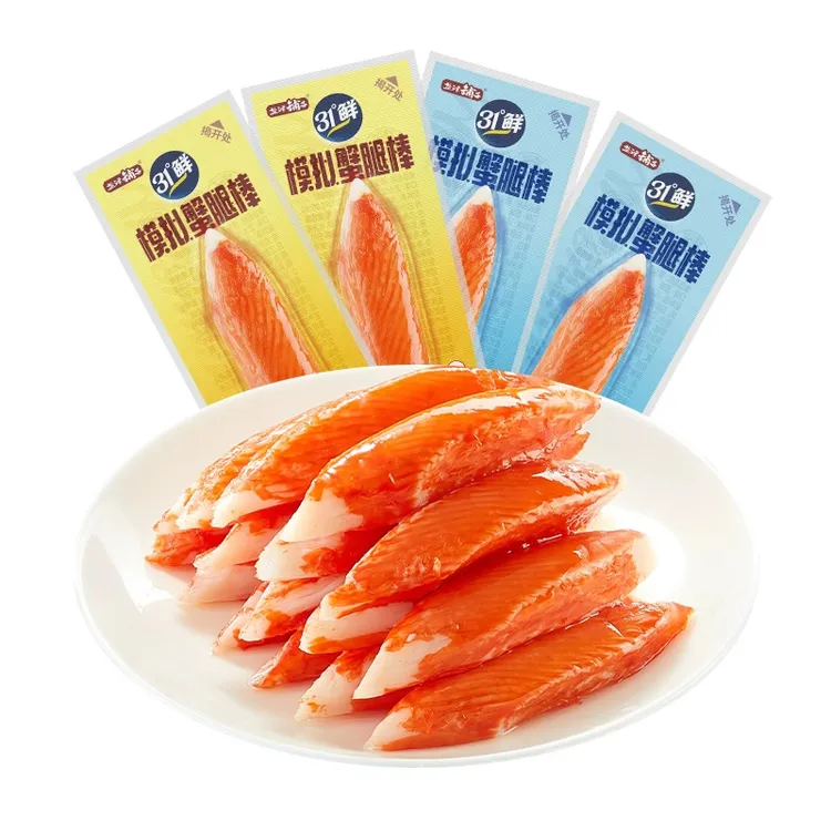 盐津铺子模拟蟹腿棒225g松叶手撕蟹柳手撕即食蟹足蟹肉棒休闲零食