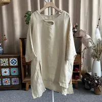 花璟与麻原创设计复古圆领不规则上衣小衫（衣长70-80胸围160）