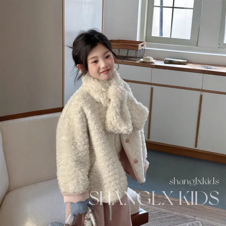 女童毛毛衣外套冬季2025新款儿童洋气女孩加厚秋冬装上衣大童女装