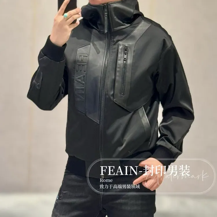 【真皮羽绒服】高端定制男装全手工拼真皮羽绒服88791