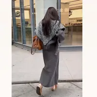 【晓溪服饰】秋冬宽松气质慵懒风休闲风韩版时尚针织套装6690