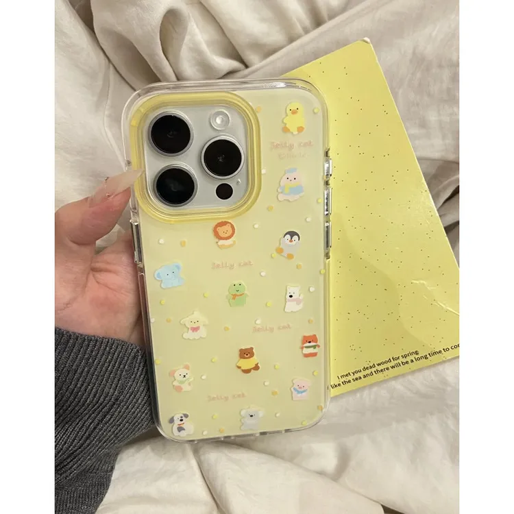 黄色动物小玩偶适用16Promax手机壳15保护套14小众13大孔12防摔壳