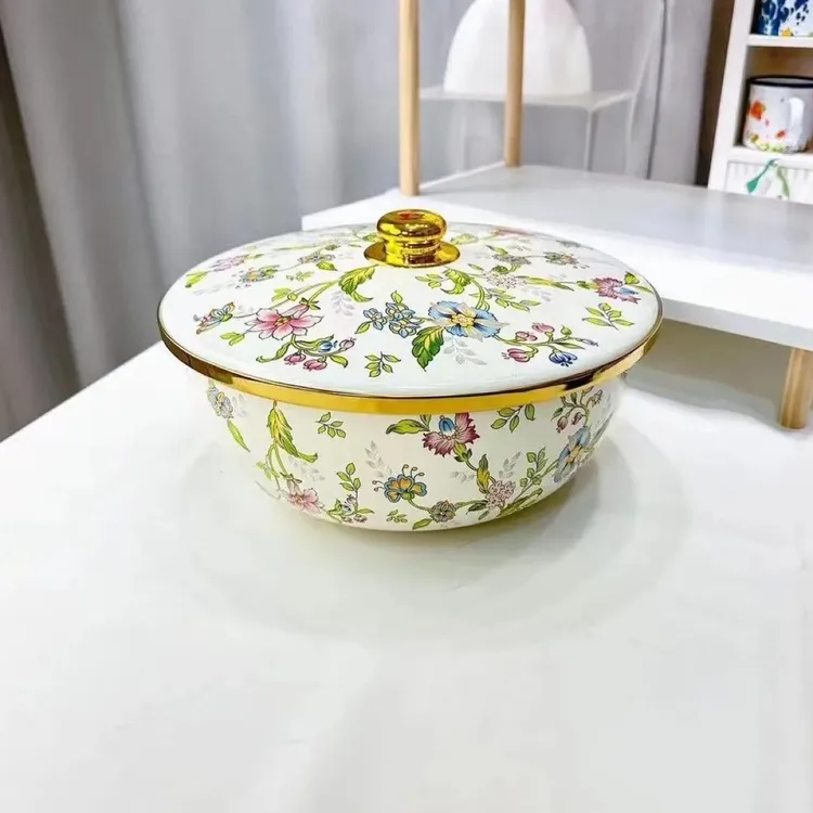 【新疆仓】一级品珐琅搪瓷面盆和陷盆带盖30公分和面盆醒面盆水煮盆