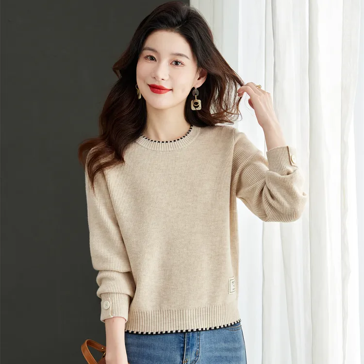 秋冬新款时尚百搭毛衣打底衫女秋季套头内搭洋气针织打底衫上衣潮