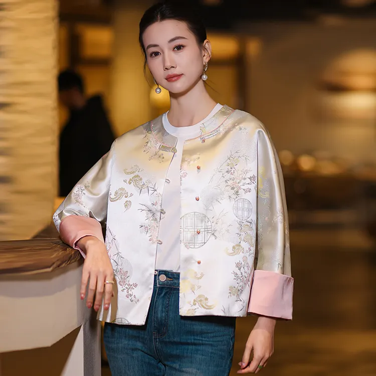 【花好月圆】新中式轻国风禅意2025秋款织锦缎复古改良唐装短外套女