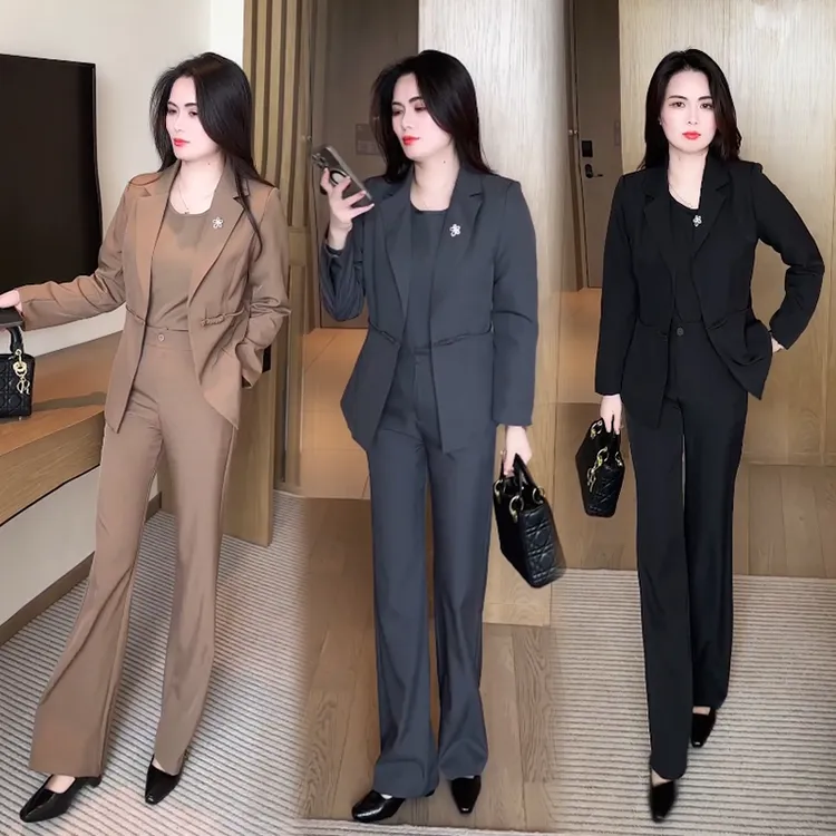 职业女装春秋休闲西装套装2025年新款秋装洋气质减龄西服两件套裤