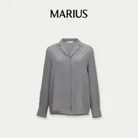 MARIUS"银灰古巴"衬衫经典古巴领通勤简约时尚百搭休闲衬衣