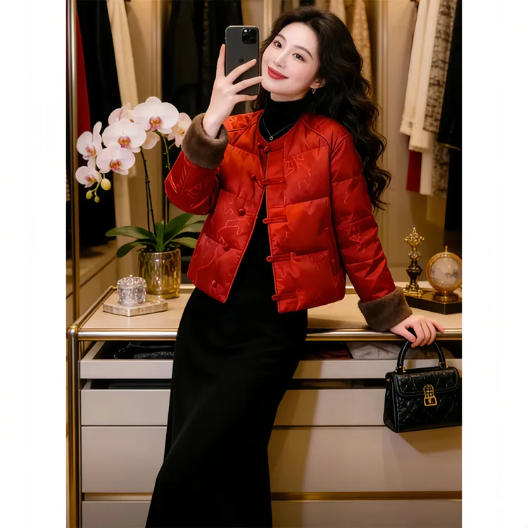 香朵儿【梦华织锦】新中式红色棉服外套女2026冬季唐装新年战袍