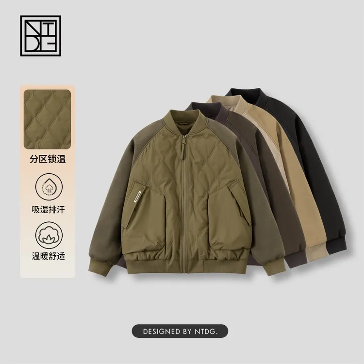 NTDG-ONE秋冬拼接宽松棒球领棉服外套DM-58610