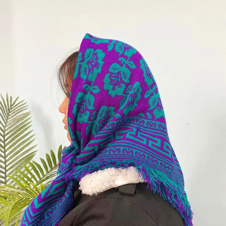 老人头巾女秋冬老式加厚加大中老年保暖奶奶方巾农村表演四方围巾