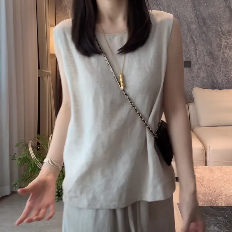 夏款显瘦无袖坎肩2025夏季新款宽松休闲时尚气质通勤上衣