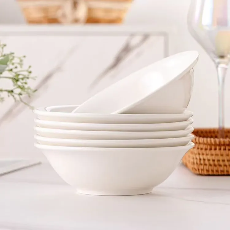 10只装6英寸纯白色家用陶瓷斗笠碗面碗吃粥粥碗螺蛳粉碗海碗