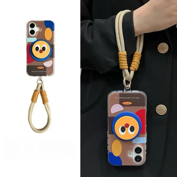 可爱棕底不规则表情支架磁吸适用苹果16promax手机壳iPhone15新14