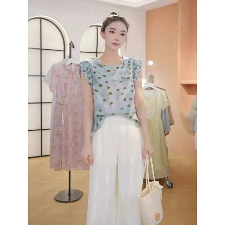 【两件套】【有里布】夏季新款两件套高档洋气新中式裤子套装D2704