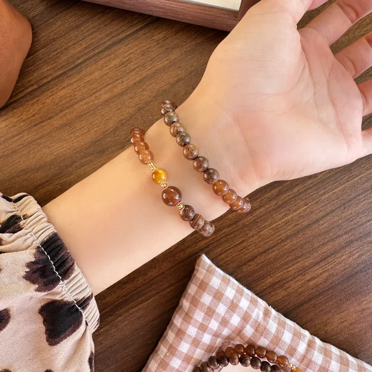 「序秋」国风小众6mm金丝檀木玉髓双圈手串复古显白秋冬必备