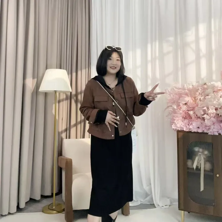 6151秋季新款胖妹妹时尚中长款连帽卫衣裙＋外套洋气休闲两件套装