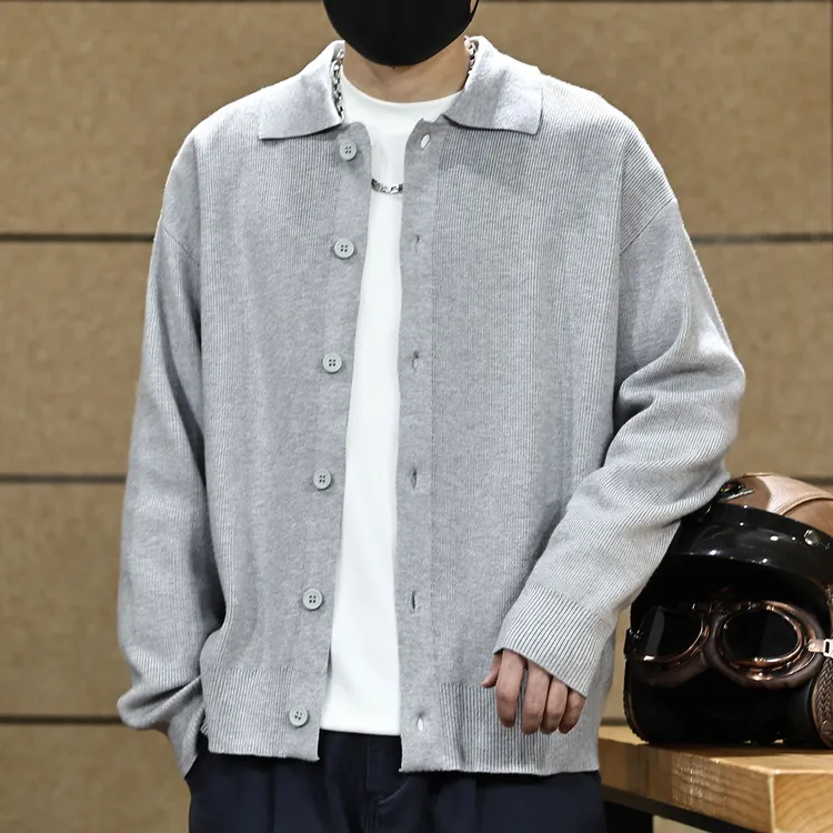 美式针织衫外套男士潮牌宽松开衫毛衣男春秋季新款休闲高级感衣服