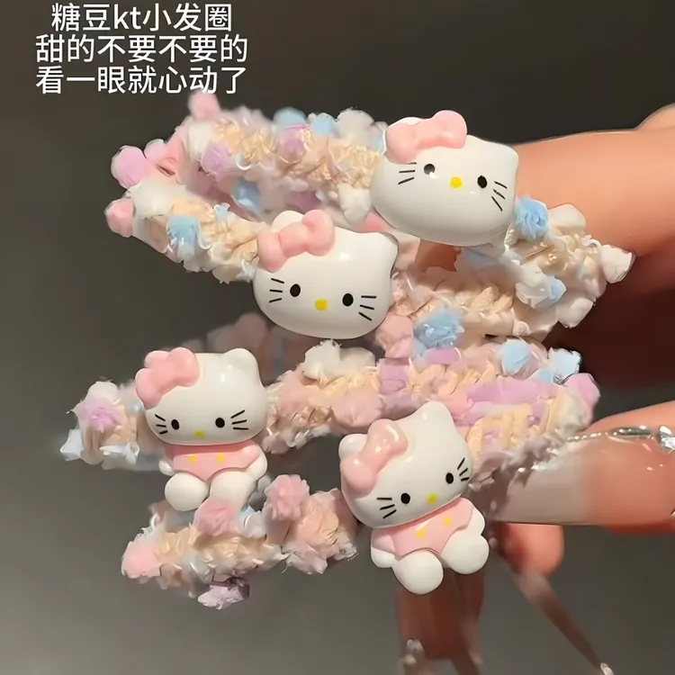 可爱卡通kt猫发绳彩色发圈弹力皮筋头饰少女甜美编织头绳高发饰