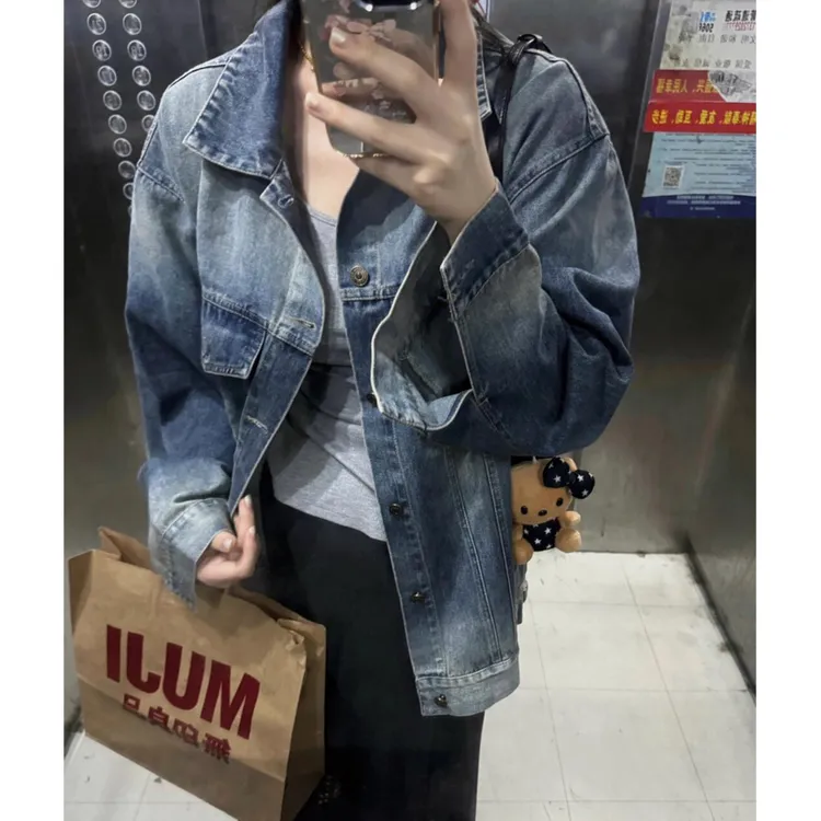 春秋新款休闲韩系复古牛仔外套女2025ins显瘦休闲时尚宽松上衣潮