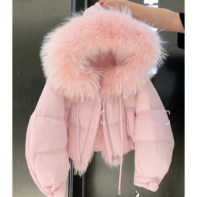 氛围感减龄大毛领短款棉服连帽冬季2025新款小个子巨好看加厚外套