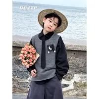 Q宝家童品9月新款男童针织马甲秋冬时尚儿童休闲百搭无袖毛衣背心