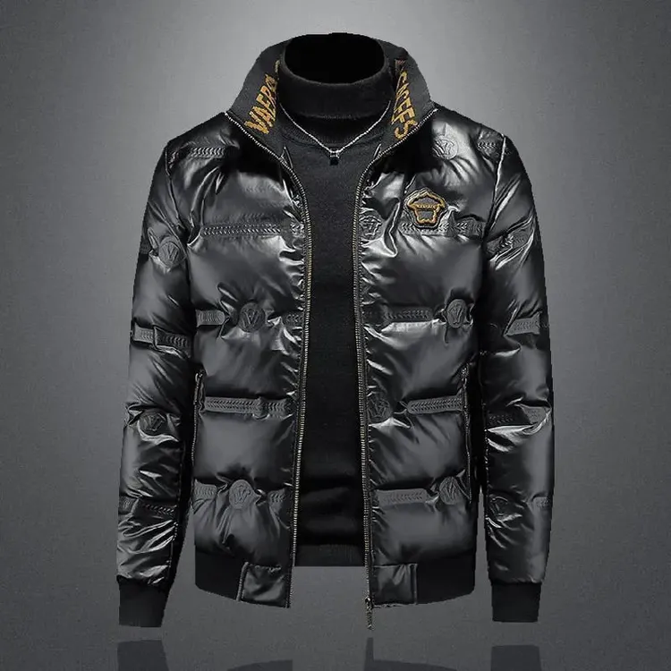 欧洲站2025冬季新款90白鸭绒亮面羽绒服男士轻薄外套加厚潮牌短款