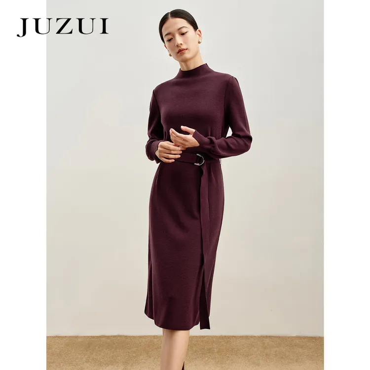 商场同款JZ玖姿经典通勤收腰连衣裙毛衫女2025新款JWDD31404
