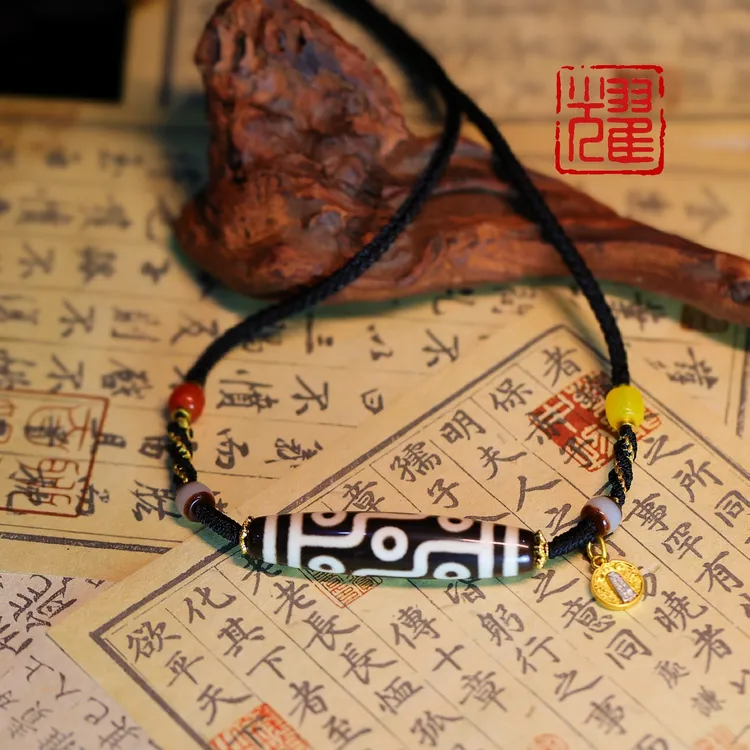 【耀】阿厦同款·新款九转功成折线九眼天珠玛瑙锁骨链男女同款时尚