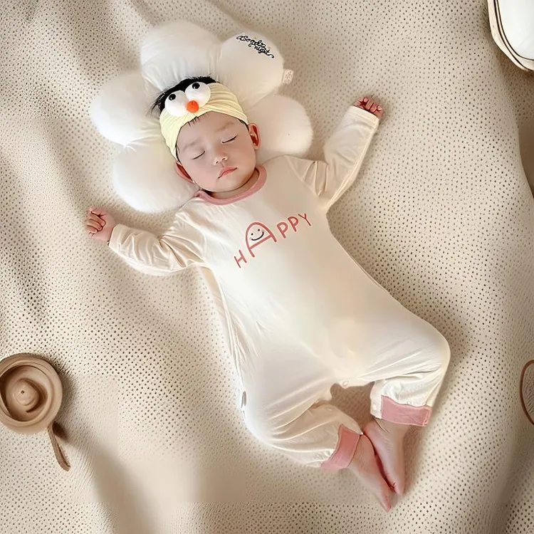 婴儿莫代尔春秋夏季连体衣服男童秋季女宝宝打底空调服睡衣外出服