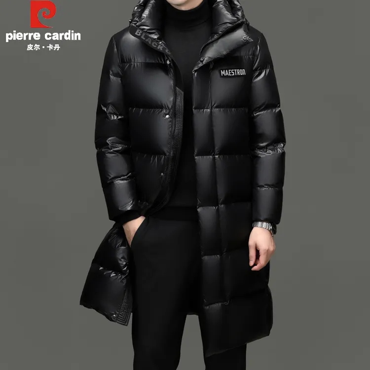 皮尔卡丹正品羽绒服男士冬季新款长款过膝加厚保暖简约百搭外套