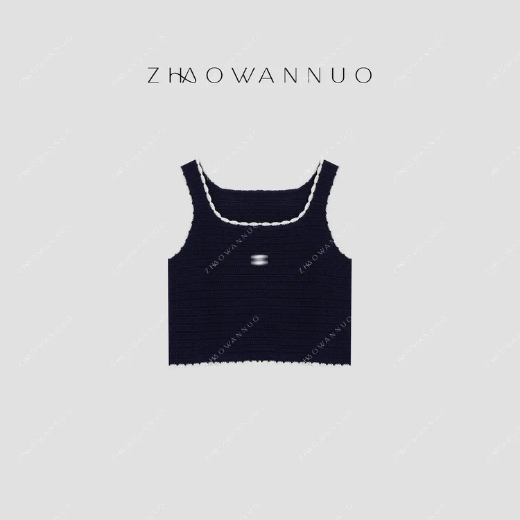 ZHAO WANNUO 丨25新款 短款撞色花边显瘦背心NC0825