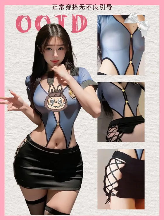 【疯狂朱迪】飞天小女警火辣萌妹露腰性感包臀裙显瘦高级感睡裙1212