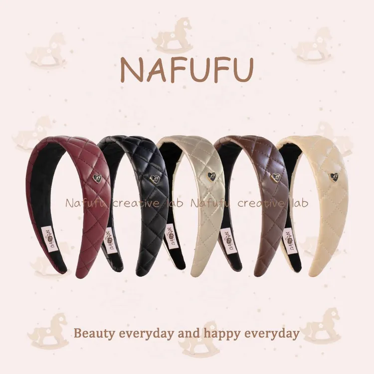 【达人专属】NAFUFU【香榭旧梦】法式复古2025新款秋冬高颅顶皮质百搭菱格发箍