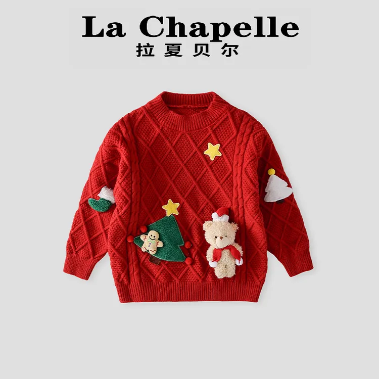 La Chapelle【拉夏贝尔】秋冬季新款保暖儿童圆领针织衫LA1357
