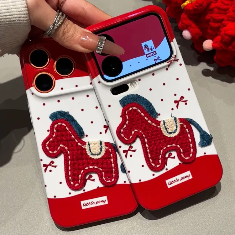 国风小马贴件适用苹果17/16菲林手机壳华为P70vivo小米17oppo硬壳