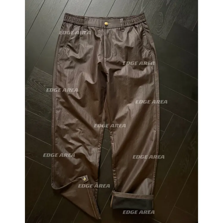 【EDGE AREA】品牌正品面料原版蜡感涂层设计师男直筒裤 888-15