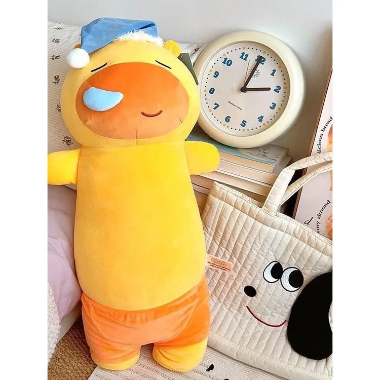 可爱瞌睡水豚噜噜玩偶长条夹腿抱枕毛绒玩具陪睡公仔男女生日礼物