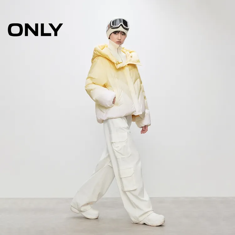 【90羽绒】ONLY2025冬季新款渐变连帽立领羽绒服休闲女|125423016