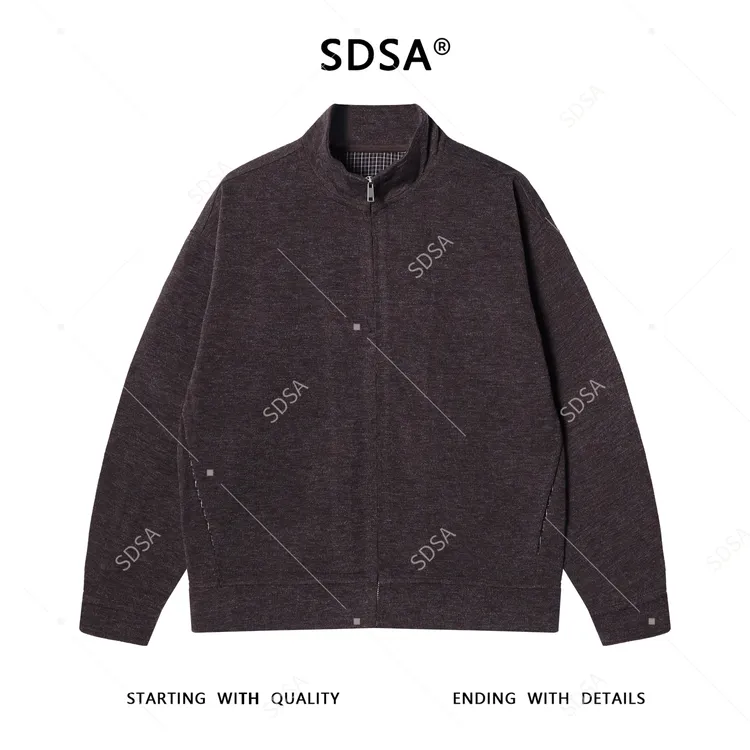 SDSA男士秋冬新款痞帅男装复古宽松拉链立领夹克外套时尚休闲上衣