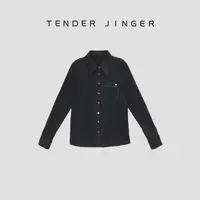 Tender Jinger休闲翻领扣子磨毛长袖衬衫T53LLY41365