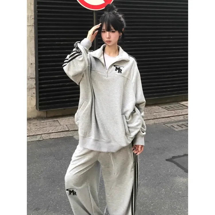 高街ootd运动服套装女秋学生宽松显瘦韩版时尚炸街卫衣休闲两件套