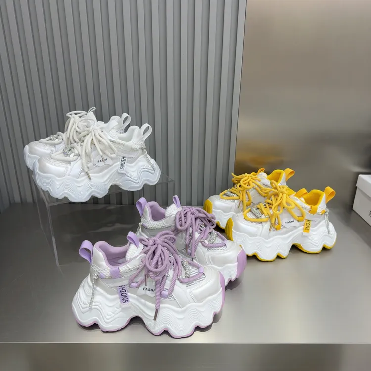 2025春季爆款松糕厚底增高透气网红欧洲站超火软底百搭时尚老爹鞋