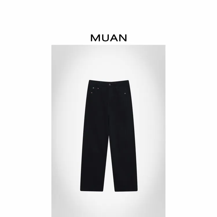 木岸MUAN:《白蓝地长裤》定制复古宽松简约百搭高级长裤SJ-F8-509