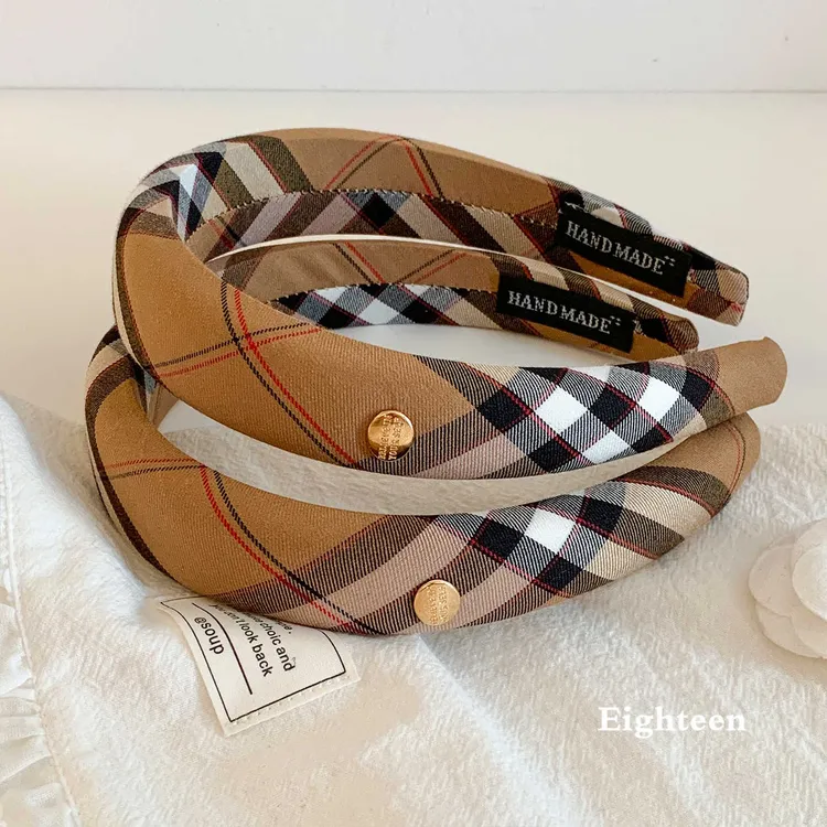 复古英伦风咖色条纹宽边发箍女高颅顶洗脸日常外戴百搭发饰头箍