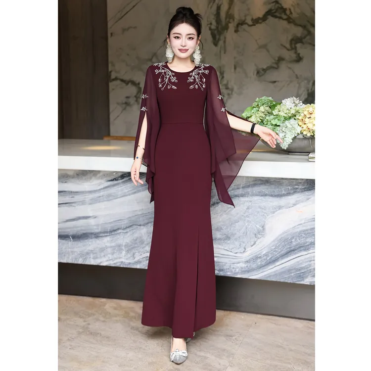晚礼服重工订钻高贵奢华气质名媛女神婚宴连衣裙时尚大气晚装长裙